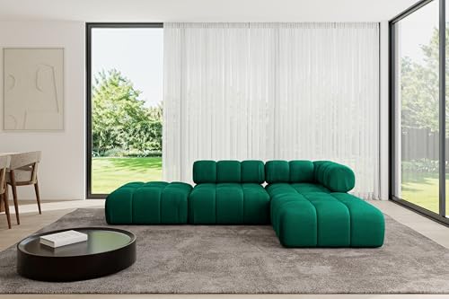 ALTDECOR Modulares Sofa Ecksofa in L-Form universal, Links/rechts Corner modular Sofa Eckcouch Couch Wohnlandschaft Cauchsofa Polstersofa Kerru-L1-285x190x70 cm Dunkelgrün von ALTDECOR