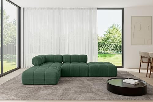 ALTDECOR Modulares Sofa Ecksofa in L-Form universal, Links/rechts Corner modular Sofa Eckcouch Couch Wohnlandschaft Cauchsofa Polstersofa Kerru-L1-285x190x70 cm Grün von ALTDECOR