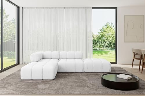 ALTDECOR Modulares Sofa Ecksofa in L-Form universal, Links/rechts Corner modular Sofa Eckcouch Couch Wohnlandschaft Cauchsofa Polstersofa Kerru-L1-285x190x70 cm Weiß von ALTDECOR