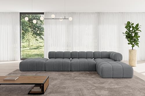 ALTDECOR Modulares Sofa Ecksofa in L-Form universal, Links/rechts Corner modular Sofa Eckcouch Couch Wohnlandschaft Cauchsofa Polstersofa Kerru-L2-380x190x70 cm Dunkelgrau von ALTDECOR