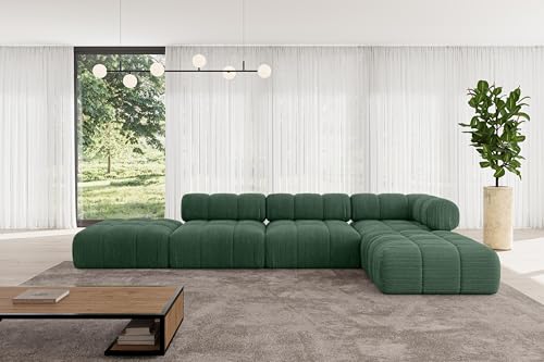 ALTDECOR Modulares Sofa Ecksofa in L-Form universal, Links/rechts Corner modular Sofa Eckcouch Couch Wohnlandschaft Cauchsofa Polstersofa Kerru-L2-380x190x70 cm Grün von ALTDECOR