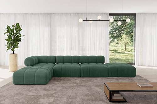 ALTDECOR Modulares Sofa Ecksofa in L-Form universal, Links/rechts Corner modular Sofa Eckcouch Couch Wohnlandschaft Cauchsofa Polstersofa Kerru-L2-380x190x70 cm Grün von ALTDECOR
