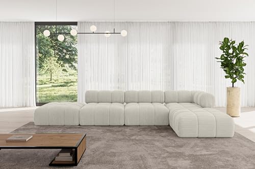 ALTDECOR Modulares Sofa Ecksofa in L-Form universal, Links/rechts Corner modular Sofa Eckcouch Couch Wohnlandschaft Cauchsofa Polstersofa Kerru-L2-380x190x70 cm Hellgrau von ALTDECOR