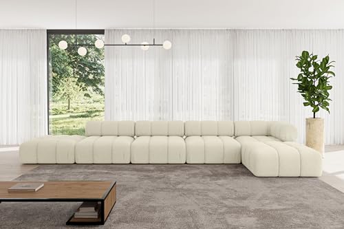 ALTDECOR Modulares Sofa Ecksofa in L-Form universal, Links/rechts Corner modular Sofa Eckcouch Couch Wohnlandschaft Cauchsofa Polstersofa Kerru-L3-475x190x70 cm Beige von ALTDECOR