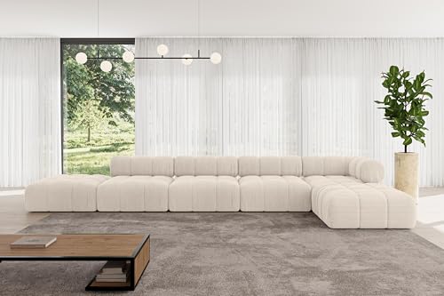 ALTDECOR Modulares Sofa Ecksofa in L-Form universal, Links/rechts Corner modular Sofa Eckcouch Couch Wohnlandschaft Cauchsofa Polstersofa Kerru-L3-475x190x70 cm Beige von ALTDECOR