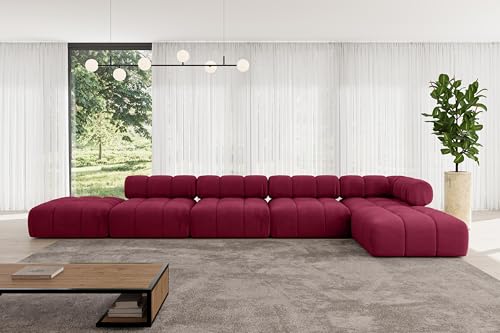 ALTDECOR Modulares Sofa Ecksofa in L-Form universal, Links/rechts Corner modular Sofa Eckcouch Couch Wohnlandschaft Cauchsofa Polstersofa Kerru-L3-475x190x70 cm Bordeauxrot von ALTDECOR