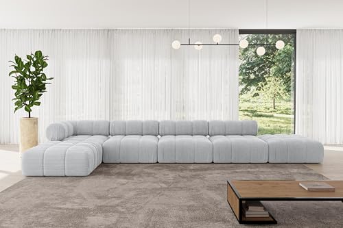 ALTDECOR Modulares Sofa Ecksofa in L-Form universal, Links/rechts Corner modular Sofa Eckcouch Couch Wohnlandschaft Cauchsofa Polstersofa Kerru-L3-475x190x70 cm Grau von ALTDECOR