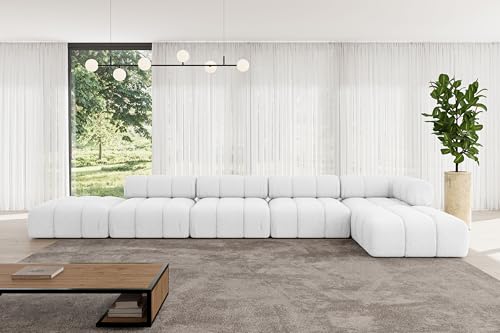 ALTDECOR Modulares Sofa Ecksofa in L-Form universal, Links/rechts Corner modular Sofa Eckcouch Couch Wohnlandschaft Cauchsofa Polstersofa Kerru-L3-475x190x70 cm Weiß von ALTDECOR