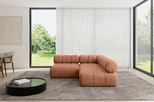 ALTDECOR Modulares Sofa Ecksofa in L-Form universal, Links/rechts Corner modular Sofa Eckcouch Couch Wohnlandschaft Cauchsofa Polstersofa Samaro-L1-190x190x70 cm Apricot von ALTDECOR
