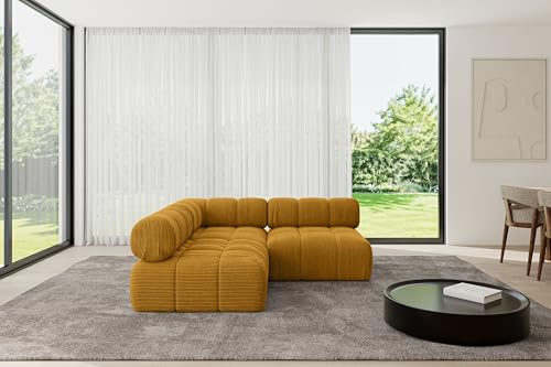 ALTDECOR Modulares Sofa Ecksofa in L-Form universal, Links/rechts Corner modular Sofa Eckcouch Couch Wohnlandschaft Cauchsofa Polstersofa Samaro-L1-190x190x70 cm Senfgelb von ALTDECOR