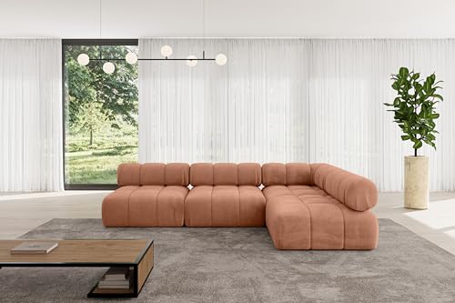 ALTDECOR Modulares Sofa Ecksofa in L-Form universal, Links/rechts Corner modular Sofa Eckcouch Couch Wohnlandschaft Cauchsofa Polstersofa Samaro-L2-285x190x70 cm Apricot von ALTDECOR