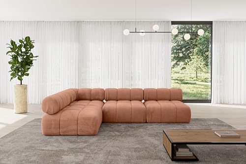 ALTDECOR Modulares Sofa Ecksofa in L-Form universal, Links/rechts Corner modular Sofa Eckcouch Couch Wohnlandschaft Cauchsofa Polstersofa Samaro-L2-285x190x70 cm Apricot von ALTDECOR