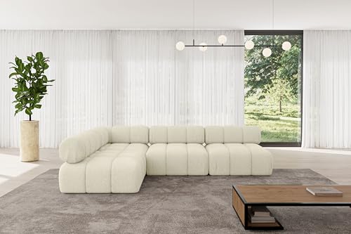 ALTDECOR Modulares Sofa Ecksofa in L-Form universal, Links/rechts Corner modular Sofa Eckcouch Couch Wohnlandschaft Cauchsofa Polstersofa Samaro-L2-285x190x70 cm Beige von ALTDECOR