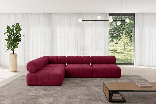 ALTDECOR Modulares Sofa Ecksofa in L-Form universal, Links/rechts Corner modular Sofa Eckcouch Couch Wohnlandschaft Cauchsofa Polstersofa Samaro-L2-285x190x70 cm Bordeauxrot von ALTDECOR