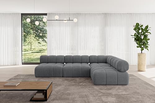 ALTDECOR Modulares Sofa Ecksofa in L-Form universal, Links/rechts Corner modular Sofa Eckcouch Couch Wohnlandschaft Cauchsofa Polstersofa Samaro-L2-285x190x70 cm Dunkelgrau von ALTDECOR
