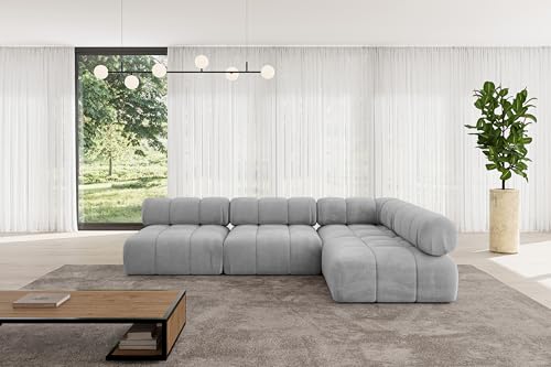 ALTDECOR Modulares Sofa Ecksofa in L-Form universal, Links/rechts Corner modular Sofa Eckcouch Couch Wohnlandschaft Cauchsofa Polstersofa Samaro-L2-285x190x70 cm Hellgrau von ALTDECOR