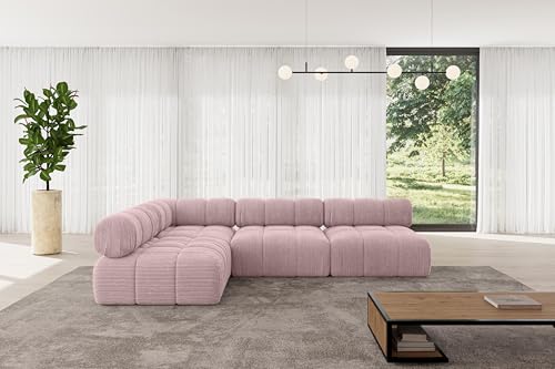 ALTDECOR Modulares Sofa Ecksofa in L-Form universal, Links/rechts Corner modular Sofa Eckcouch Couch Wohnlandschaft Cauchsofa Polstersofa Samaro-L2-285x190x70 cm Rosa von ALTDECOR