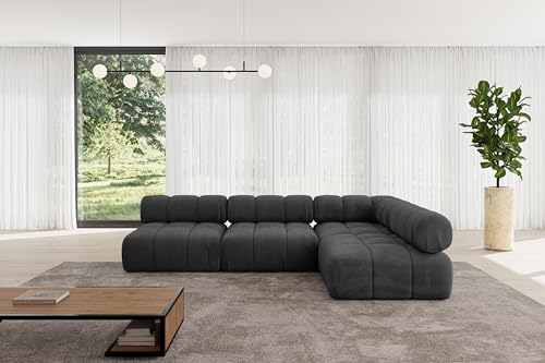 ALTDECOR Modulares Sofa Ecksofa in L-Form universal, Links/rechts Corner modular Sofa Eckcouch Couch Wohnlandschaft Cauchsofa Polstersofa Samaro-L2-285x190x70 cm Schwarz von ALTDECOR