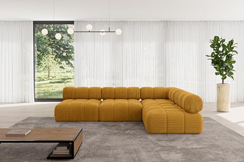 ALTDECOR Modulares Sofa Ecksofa in L-Form universal, Links/rechts Corner modular Sofa Eckcouch Couch Wohnlandschaft Cauchsofa Polstersofa Samaro-L2-285x190x70 cm Senfgelb von ALTDECOR