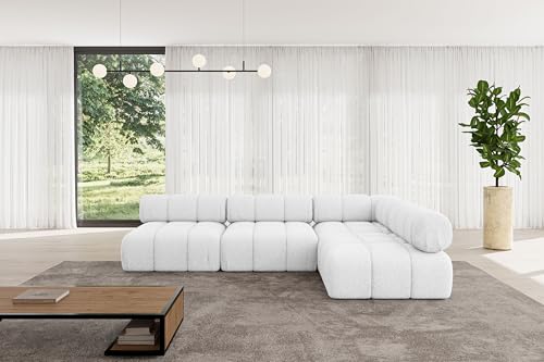 ALTDECOR Modulares Sofa Ecksofa in L-Form universal, Links/rechts Corner modular Sofa Eckcouch Couch Wohnlandschaft Cauchsofa Polstersofa Samaro-L2-285x190x70 cm Weiß von ALTDECOR