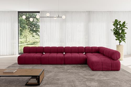 ALTDECOR Modulares Sofa Ecksofa in L-Form universal, Links/rechts Corner modular Sofa Eckcouch Couch Wohnlandschaft Cauchsofa Polstersofa Samaro-L3-380x190x70 cm Bordeauxrot von ALTDECOR