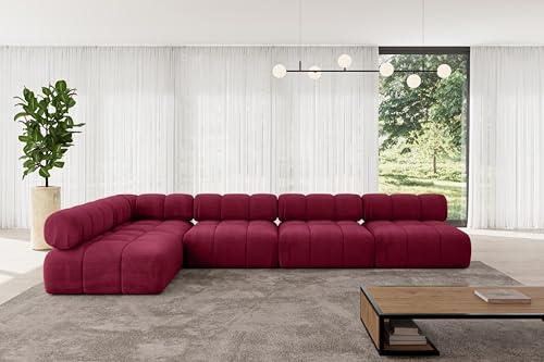 ALTDECOR Modulares Sofa Ecksofa in L-Form universal, Links/rechts Corner modular Sofa Eckcouch Couch Wohnlandschaft Cauchsofa Polstersofa Samaro-L3-380x190x70 cm Bordeauxrot von ALTDECOR