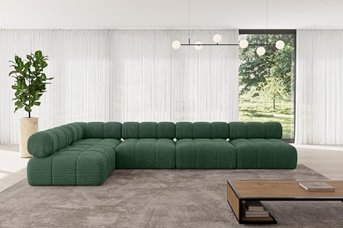ALTDECOR Modulares Sofa Ecksofa in L-Form universal, Links/rechts Corner modular Sofa Eckcouch Couch Wohnlandschaft Cauchsofa Polstersofa Samaro-L3-380x190x70 cm Grün von ALTDECOR