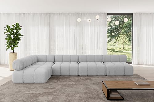 ALTDECOR Modulares Sofa Ecksofa in L-Form universal, Links/rechts Corner modular Sofa Eckcouch Couch Wohnlandschaft Cauchsofa Polstersofa Samaro-L3-380x190x70 cm Hellgrau von ALTDECOR