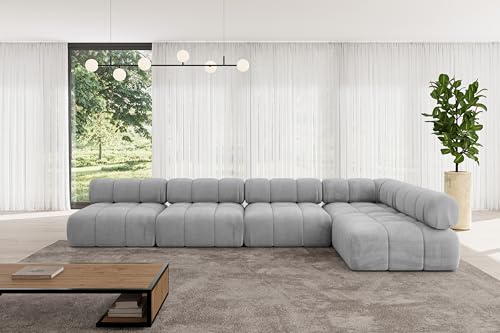 ALTDECOR Modulares Sofa Ecksofa in L-Form universal, Links/rechts Corner modular Sofa Eckcouch Couch Wohnlandschaft Cauchsofa Polstersofa Samaro-L3-380x190x70 cm Hellgrau von ALTDECOR
