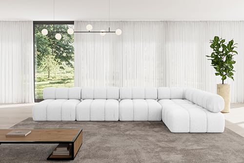 ALTDECOR Modulares Sofa Ecksofa in L-Form universal, Links/rechts Corner modular Sofa Eckcouch Couch Wohnlandschaft Cauchsofa Polstersofa Samaro-L3-380x190x70 cm Weiß von ALTDECOR