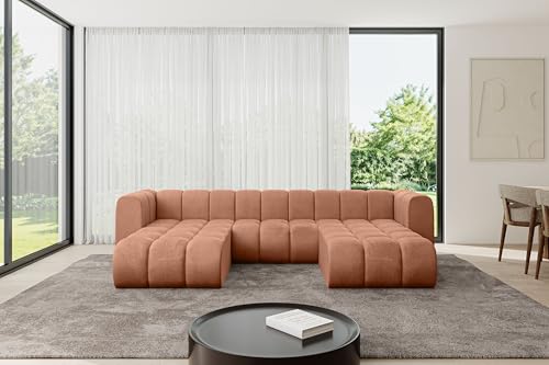 ALTDECOR Modulares Sofa Ecksofa in U-Form Corner modular Sofa Eckcouch Couch Wohnlandschaft Cauchsofa Bodensofa Polstersofa Joren-U1-319x177x70 cm Apricot von ALTDECOR