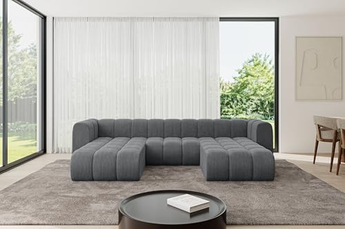 ALTDECOR Modulares Sofa Ecksofa in U-Form Corner modular Sofa Eckcouch Couch Wohnlandschaft Cauchsofa Bodensofa Polstersofa Joren-U1-319x177x70 cm Dunkelgrau von ALTDECOR