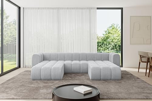 ALTDECOR Modulares Sofa Ecksofa in U-Form Corner modular Sofa Eckcouch Couch Wohnlandschaft Cauchsofa Bodensofa Polstersofa Joren-U1-319x177x70 cm Grau von ALTDECOR