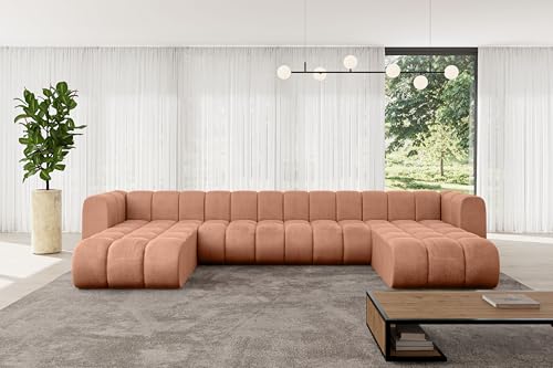 ALTDECOR Modulares Sofa Ecksofa in U-Form Corner modular Sofa Eckcouch Couch Wohnlandschaft Cauchsofa Bodensofa Polstersofa Joren-U2-410x177x70 cm Apricot von ALTDECOR