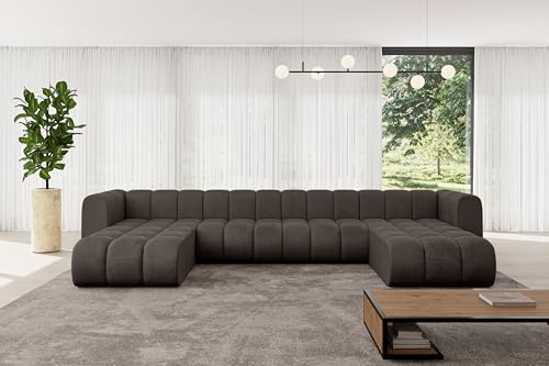 ALTDECOR Modulares Sofa Ecksofa in U-Form Corner modular Sofa Eckcouch Couch Wohnlandschaft Cauchsofa Bodensofa Polstersofa Joren-U2-410x177x70 cm Braun von ALTDECOR
