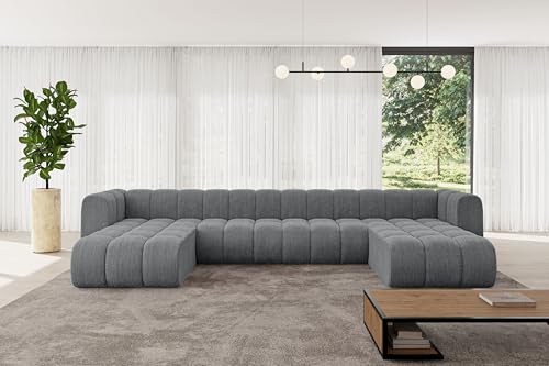 ALTDECOR Modulares Sofa Ecksofa in U-Form Corner modular Sofa Eckcouch Couch Wohnlandschaft Cauchsofa Bodensofa Polstersofa Joren-U2-410x177x70 cm Dunkelgrau von ALTDECOR