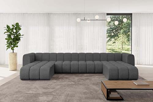 ALTDECOR Modulares Sofa Ecksofa in U-Form Corner modular Sofa Eckcouch Couch Wohnlandschaft Cauchsofa Bodensofa Polstersofa Joren-U2-410x177x70 cm Grau von ALTDECOR