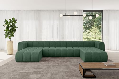 ALTDECOR Modulares Sofa Ecksofa in U-Form Corner modular Sofa Eckcouch Couch Wohnlandschaft Cauchsofa Bodensofa Polstersofa Joren-U2-410x177x70 cm Grün von ALTDECOR