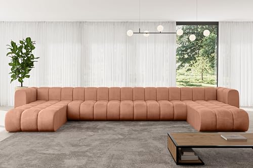 ALTDECOR Modulares Sofa Ecksofa in U-Form Corner modular Sofa Eckcouch Couch Wohnlandschaft Cauchsofa Bodensofa Polstersofa Joren-U3-501x177x70 cm Apricot von ALTDECOR