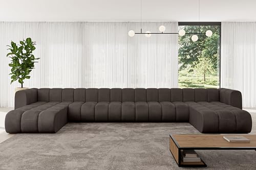 ALTDECOR Modulares Sofa Ecksofa in U-Form Corner modular Sofa Eckcouch Couch Wohnlandschaft Cauchsofa Bodensofa Polstersofa Joren-U3-501x177x70 cm Braun von ALTDECOR