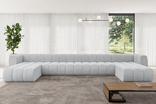 ALTDECOR Modulares Sofa Ecksofa in U-Form Corner modular Sofa Eckcouch Couch Wohnlandschaft Cauchsofa Bodensofa Polstersofa Joren-U3-501x177x70 cm Grau von ALTDECOR