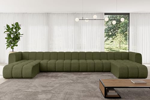 ALTDECOR Modulares Sofa Ecksofa in U-Form Corner modular Sofa Eckcouch Couch Wohnlandschaft Cauchsofa Bodensofa Polstersofa Joren-U3-501x177x70 cm Grün von ALTDECOR