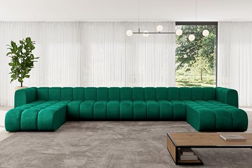 ALTDECOR Modulares Sofa Ecksofa in U-Form Corner modular Sofa Eckcouch Couch Wohnlandschaft Cauchsofa Bodensofa Polstersofa Joren-U3-501x177x70 cm Grün von ALTDECOR