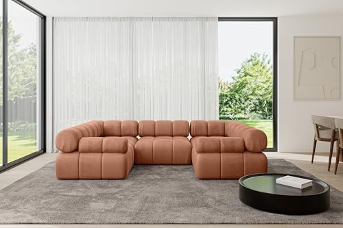 ALTDECOR Modulares Sofa Ecksofa in U-Form Corner modular Sofa Eckcouch Couch Wohnlandschaft Cauchsofa Polstersofa Birno-U1-285x190x70 cm Apricot von ALTDECOR