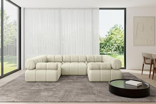 ALTDECOR Modulares Sofa Ecksofa in U-Form Corner modular Sofa Eckcouch Couch Wohnlandschaft Cauchsofa Polstersofa Birno-U1-285x190x70 cm Beige von ALTDECOR