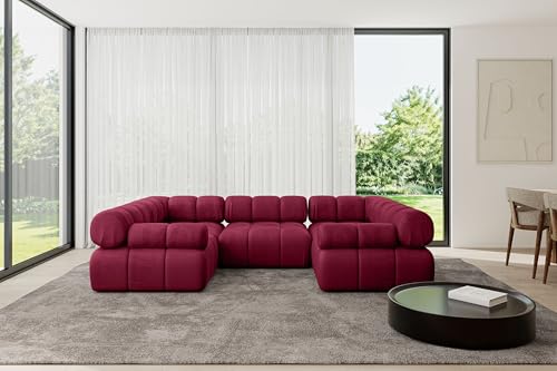 ALTDECOR Modulares Sofa Ecksofa in U-Form Corner modular Sofa Eckcouch Couch Wohnlandschaft Cauchsofa Polstersofa Birno-U1-285x190x70 cm Bordeauxrot von ALTDECOR