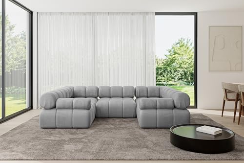 ALTDECOR Modulares Sofa Ecksofa in U-Form Corner modular Sofa Eckcouch Couch Wohnlandschaft Cauchsofa Polstersofa Birno-U1-285x190x70 cm Hellgrau von ALTDECOR