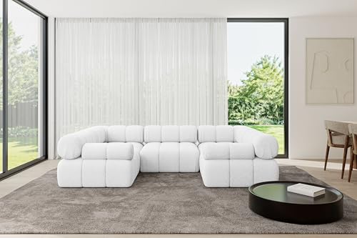 ALTDECOR Modulares Sofa Ecksofa in U-Form Corner modular Sofa Eckcouch Couch Wohnlandschaft Cauchsofa Polstersofa Birno-U1-285x190x70 cm Weiß von ALTDECOR