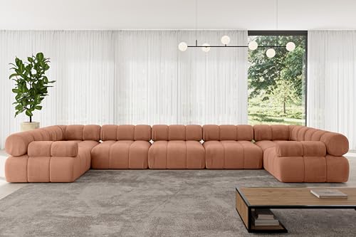 ALTDECOR Modulares Sofa Ecksofa in U-Form Corner modular Sofa Eckcouch Couch Wohnlandschaft Cauchsofa Polstersofa Birno-U3-475x190x70 cm Apricot ALTDECOR Modulares Sofa Ecksofa in U-Form Corner modular Sofa Eckcouch Couch Wohnlandschaft Cauchsofa Polstersofa Birno-U3-475x190x70 cm Apricot von ALTDECOR