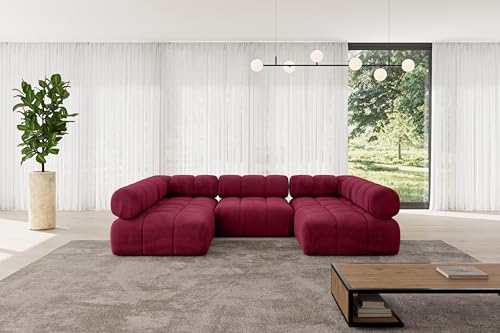 ALTDECOR Modulares Sofa Ecksofa in U-Form Corner modular Sofa Eckcouch Couch Wohnlandschaft Cauchsofa Polstersofa Garvo-U1-285x190x70 cm Bordeauxrot von ALTDECOR